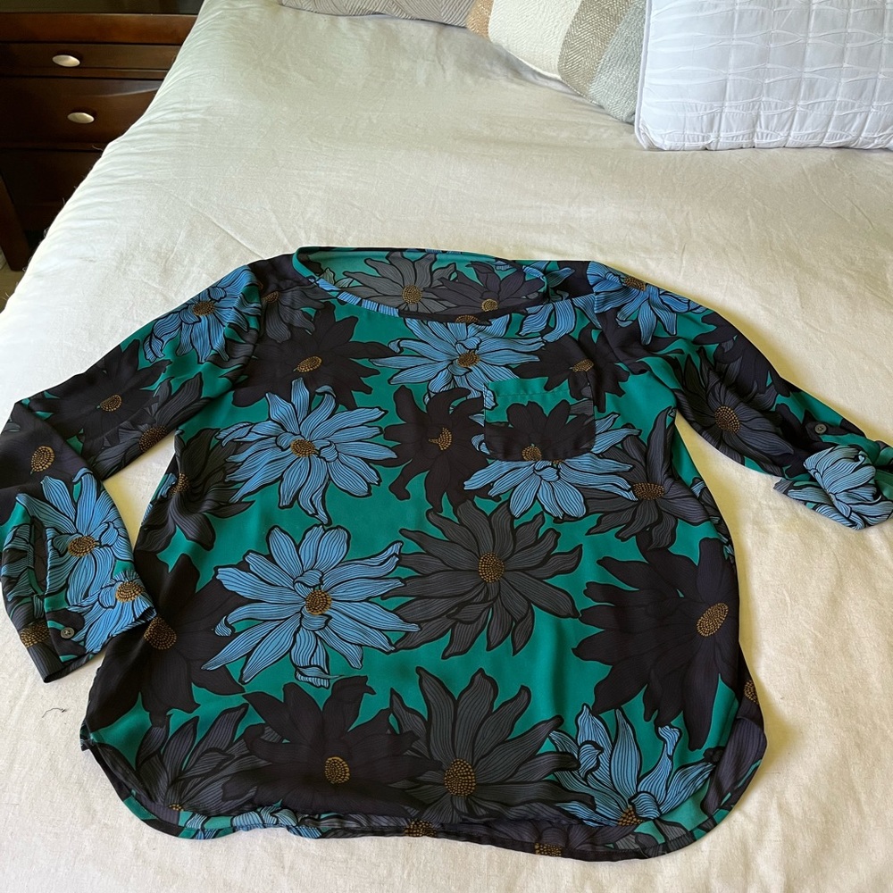 Loft blue long sleeve blouse size M